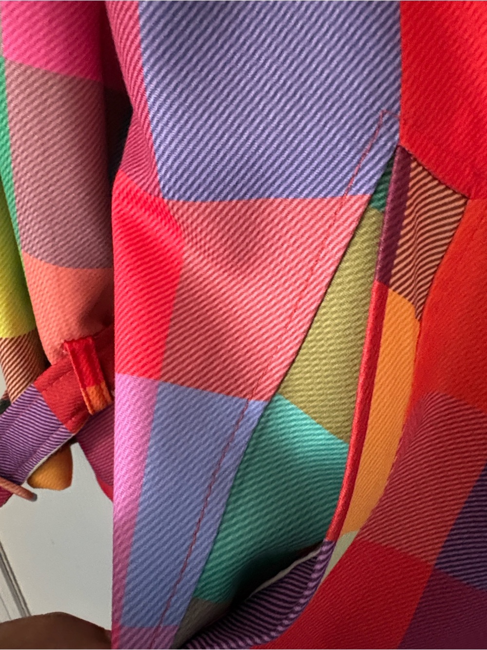 Plus Size Rainbow Plaid Belted Trench Coat Size 3XL - Picture 8 of 12